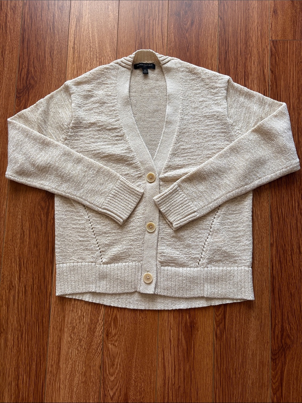 Banana Republic Factory Slouchy Button-Front V-Neck Cardigan Beige XS EUC